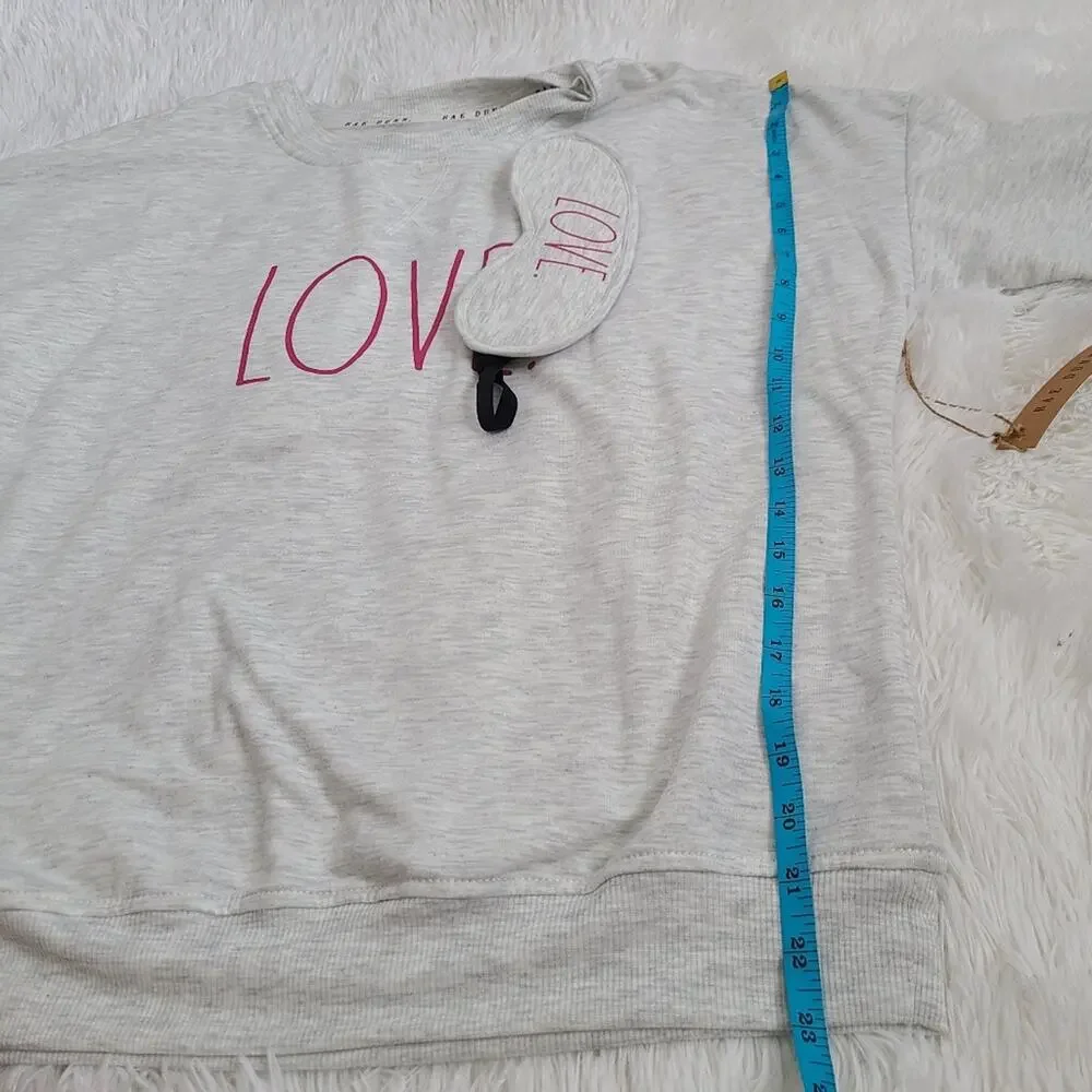 Rae Dunn Gray And Pink Love Sleepshirt And Mask Gift Set NWT Women's Small - Picture 10 of 14